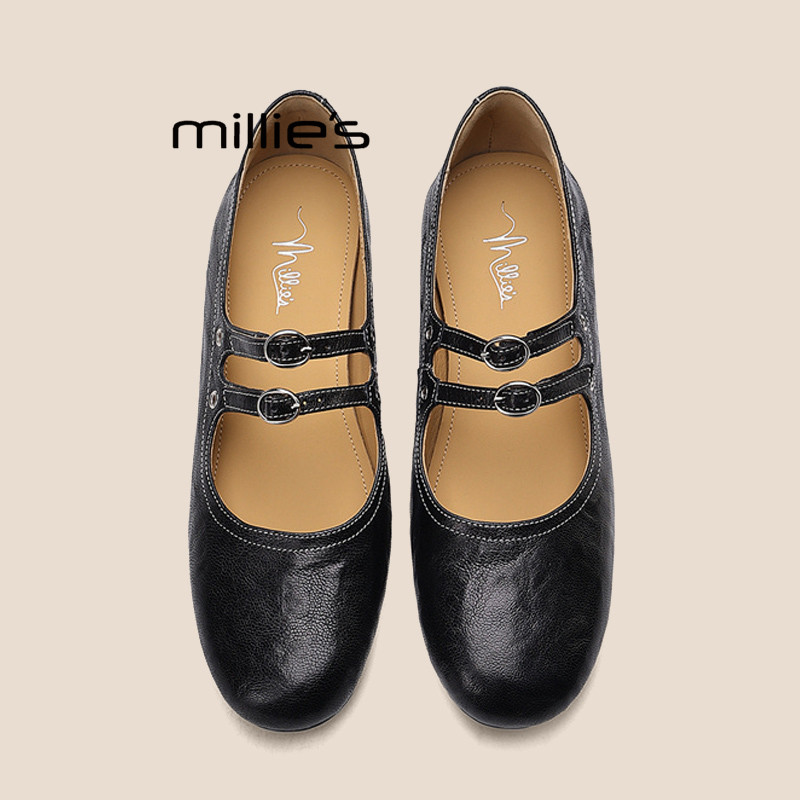 MILLIE'S/妙丽芭蕾玛丽珍鞋女款2026春季新款平底浅口单鞋配裙子Q