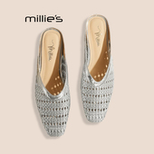 妙丽编织镂空洞洞鞋 圆头穆勒女夏季 MILLIE 外穿粗跟包头凉拖鞋