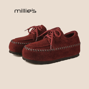 保暖加绒棉鞋 妙丽真皮勃肯鞋 女冬新款 女复古博肯豆豆鞋 MILLIE