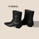 MILLIE 管显瘦小方头短靴女Z 英伦风粗跟裤 妙丽皮带扣马丁靴冬款