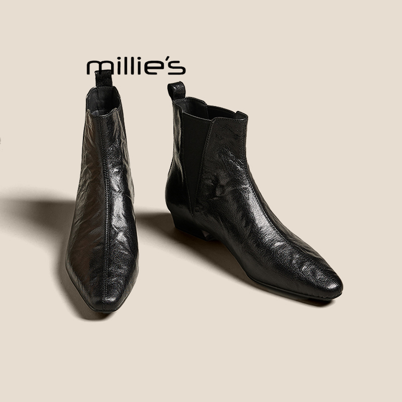 MILLIE'S/妙丽真皮切尔西皮靴