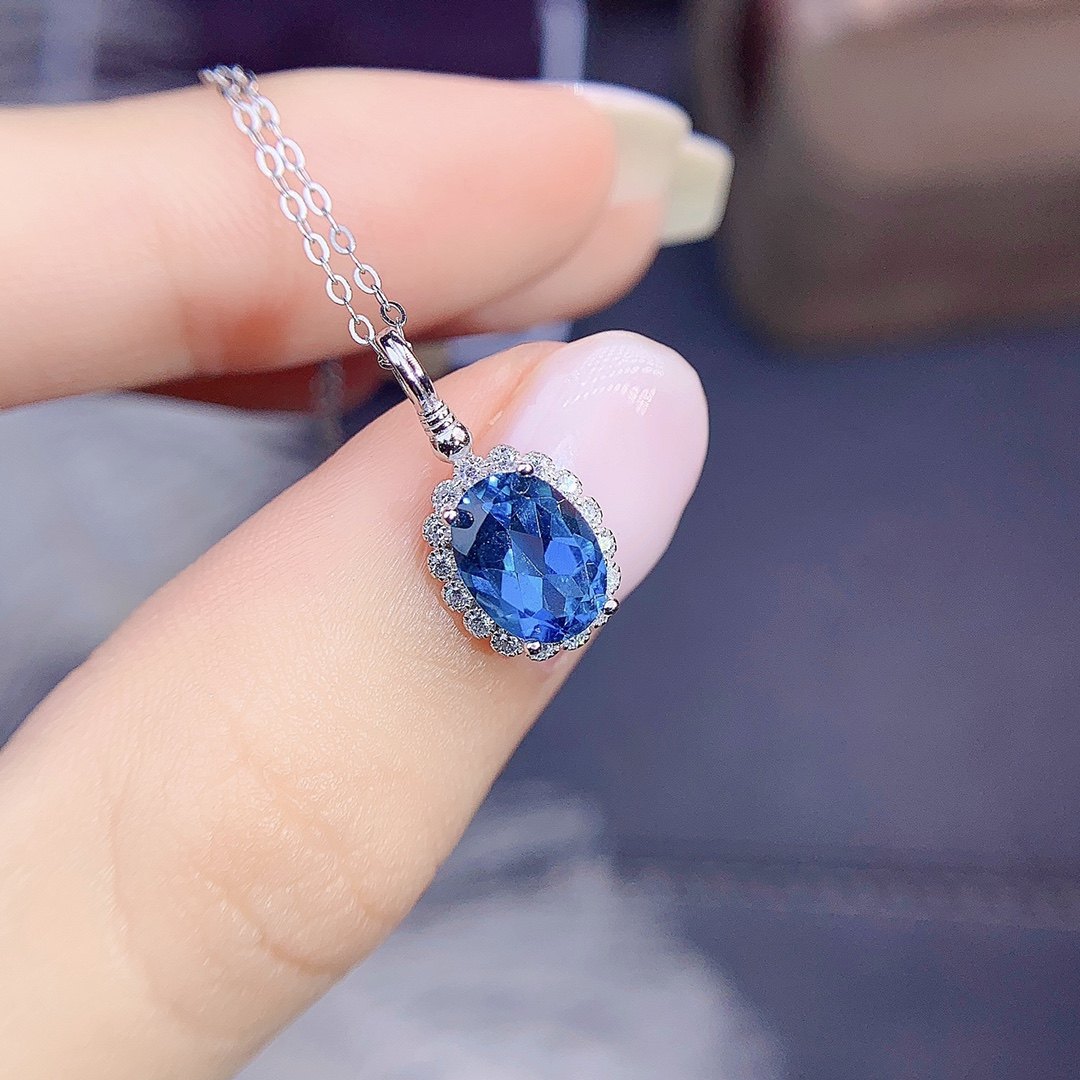 【地大珠宝】纯银天然托帕石项链女小众轻奢椭圆形吊坠高级感颈饰,珠宝/钻石/翡翠,颈饰,淘宝优惠券,粉丝福利购,淘宝优惠卷