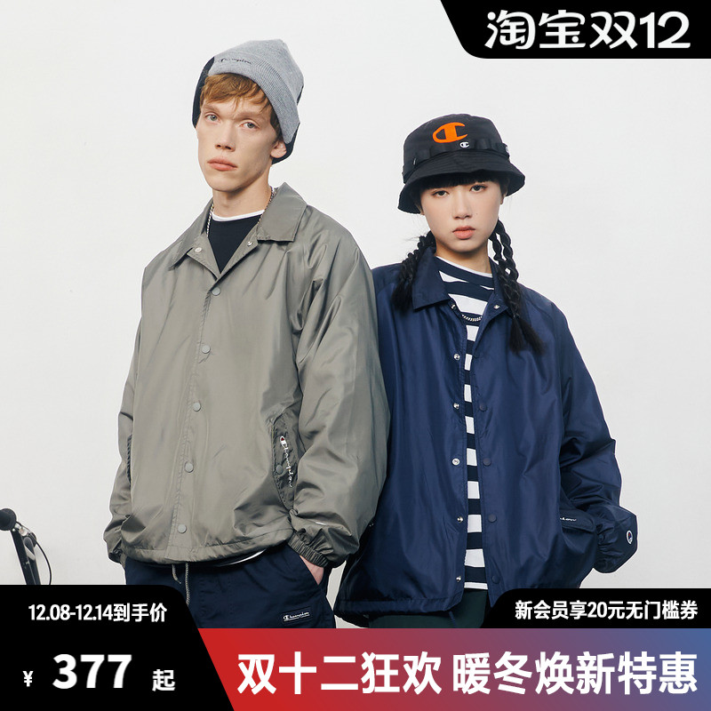 Champion冠军开襟夹克男春秋新款简约翻领外套复古风潮牌