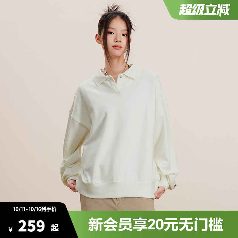 Champion冠军卫衣女2025秋季新款城市户外风潮牌Polo领简约上衣