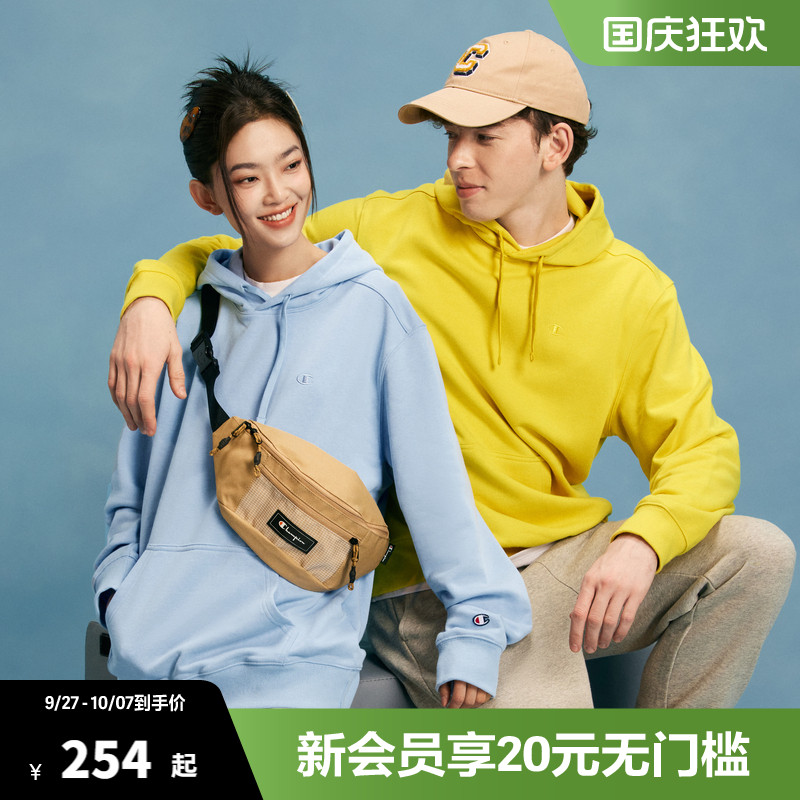 Champion冠军卫衣女2025秋季新款情侣刺绣小Clogo运动连帽上衣男