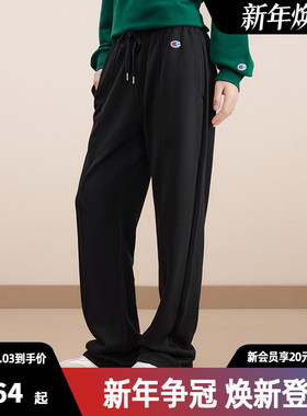 Champion冠军直筒裤女春秋款刺绣灰色黑色运动休闲长裤潮牌运动裤