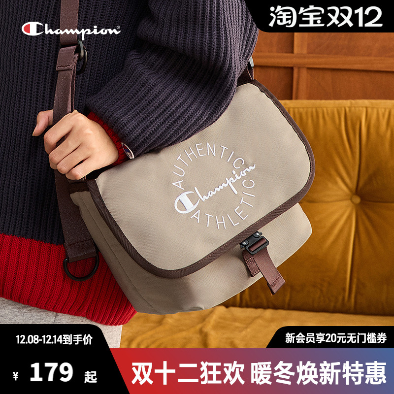Champion冠军斜挎包双面背2025春季新款女包邮差包单肩包潮流男包