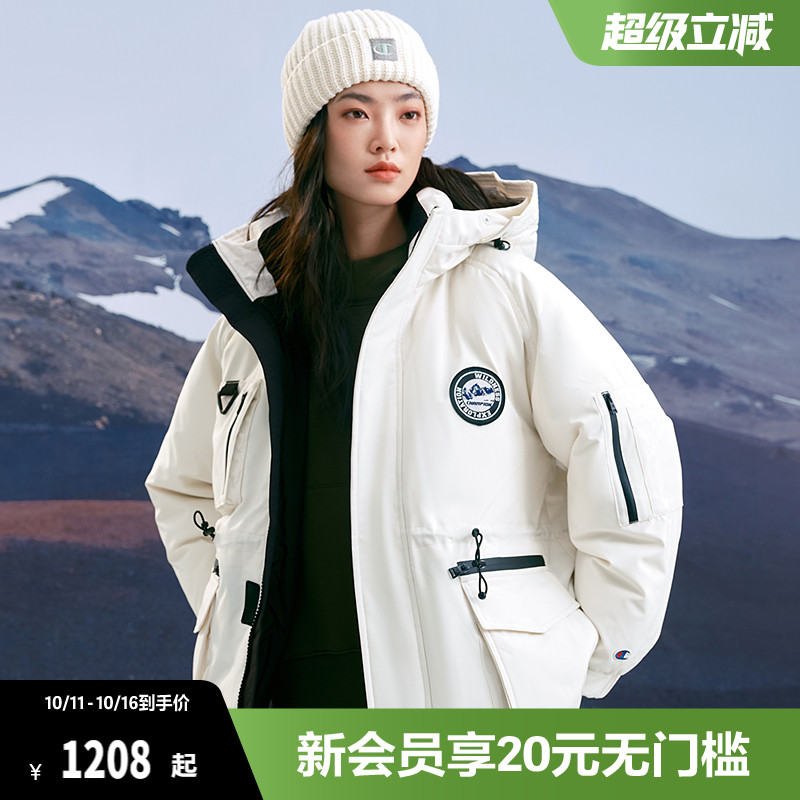 Champion冠军连帽羽绒服男冬季新款保暖外套女美式休闲复古情侣潮
