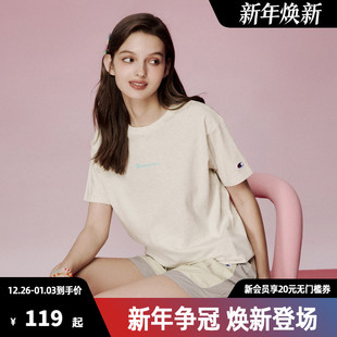 百搭 女时尚 Champion冠军T恤男2025夏季 刺绣小CLOGO纯棉上衣短袖