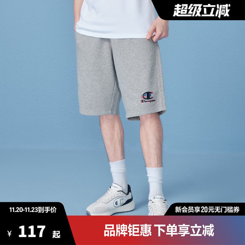 Champion冠军短裤男夏季纯棉运动裤潮牌黑色五分裤休闲裤宽松美式