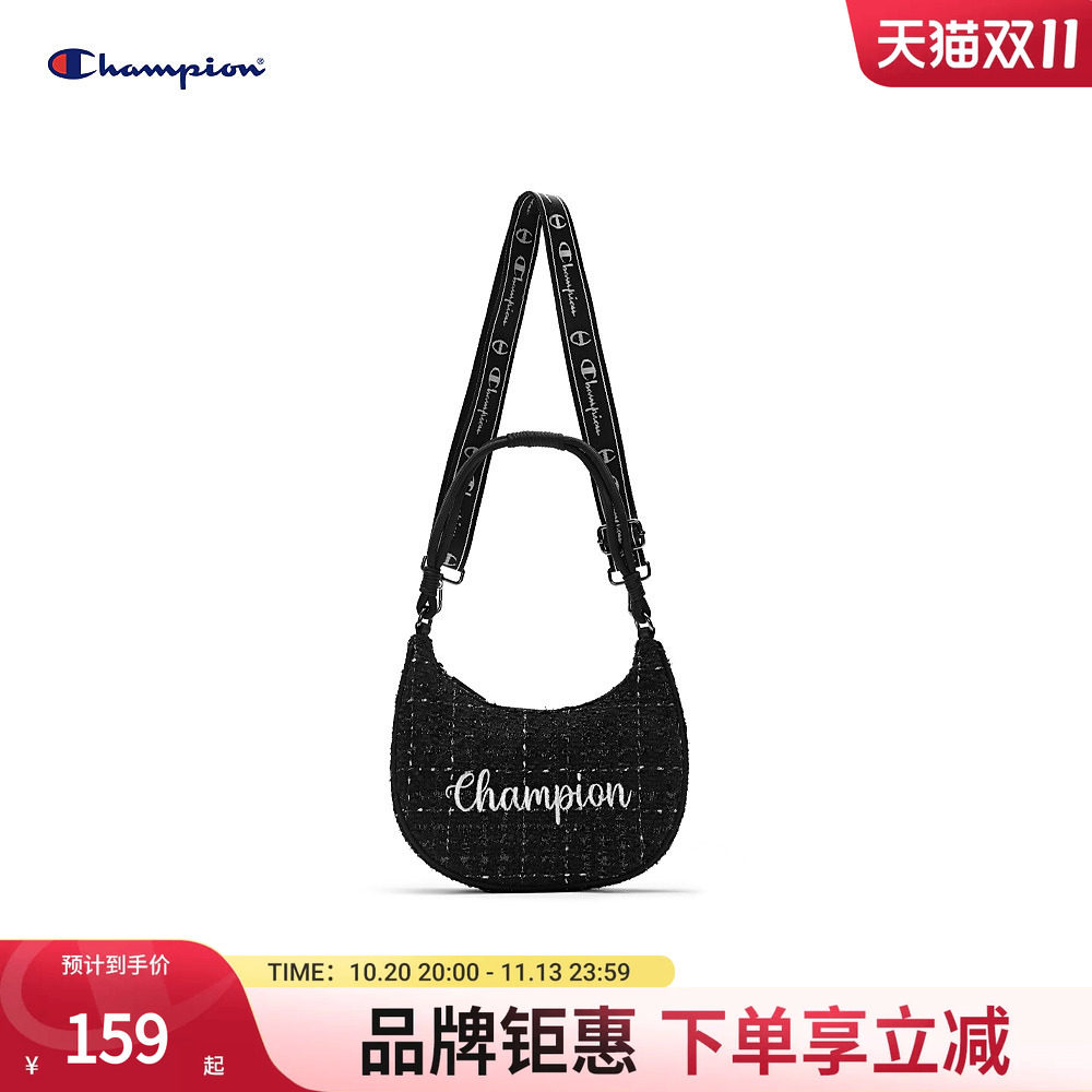 Champion冠军官方月牙包女腋下包纯色刺绣字母单肩斜挎背式两用包