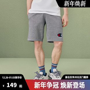 男夏季 宽松美式 纯棉运动裤 休闲裤 潮牌黑色五分裤 Champion冠军短裤