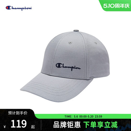 champion冠军刺绣草写logo鸭舌帽棒球帽时尚纯色男女情侣遮阳帽子
