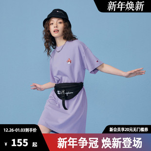 印花多巴胺长裙休闲裙子 甜酷短袖 Champion冠军连衣裙女25夏季 新款