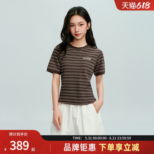 Champion冠军26夏季新款女款短袖T恤修身款日常休闲舒适