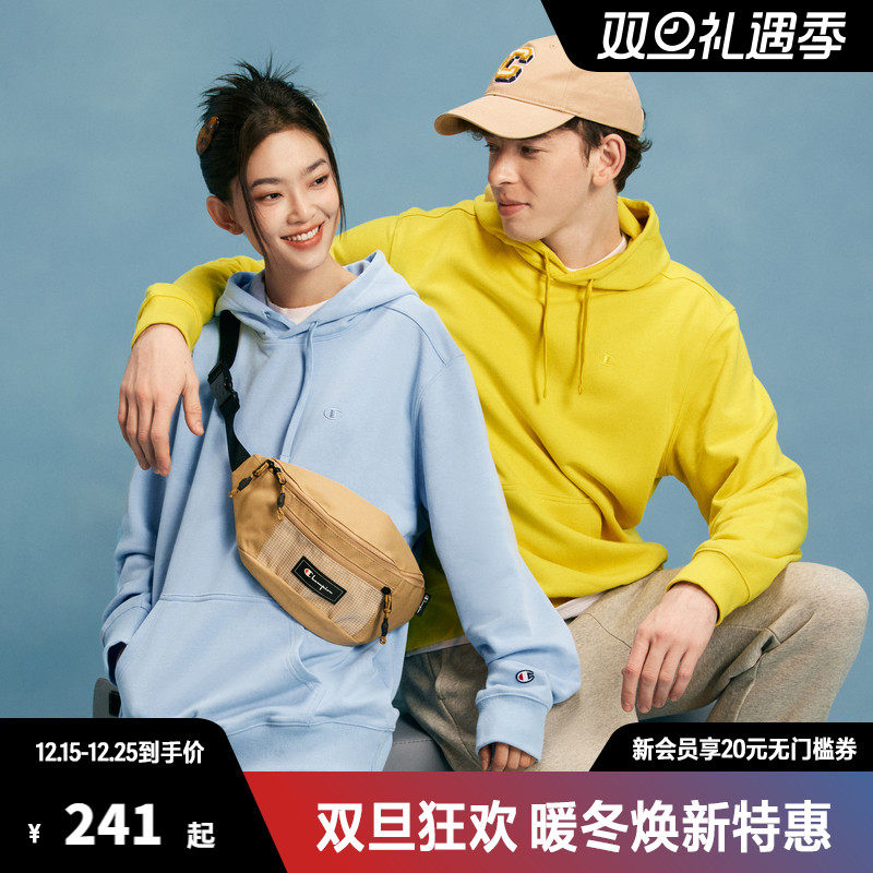 Champion冠军卫衣女2025秋季新款情侣刺绣小Clogo运动连帽上衣男