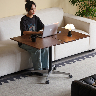 北美黑胡桃实木移动折叠升降茶几