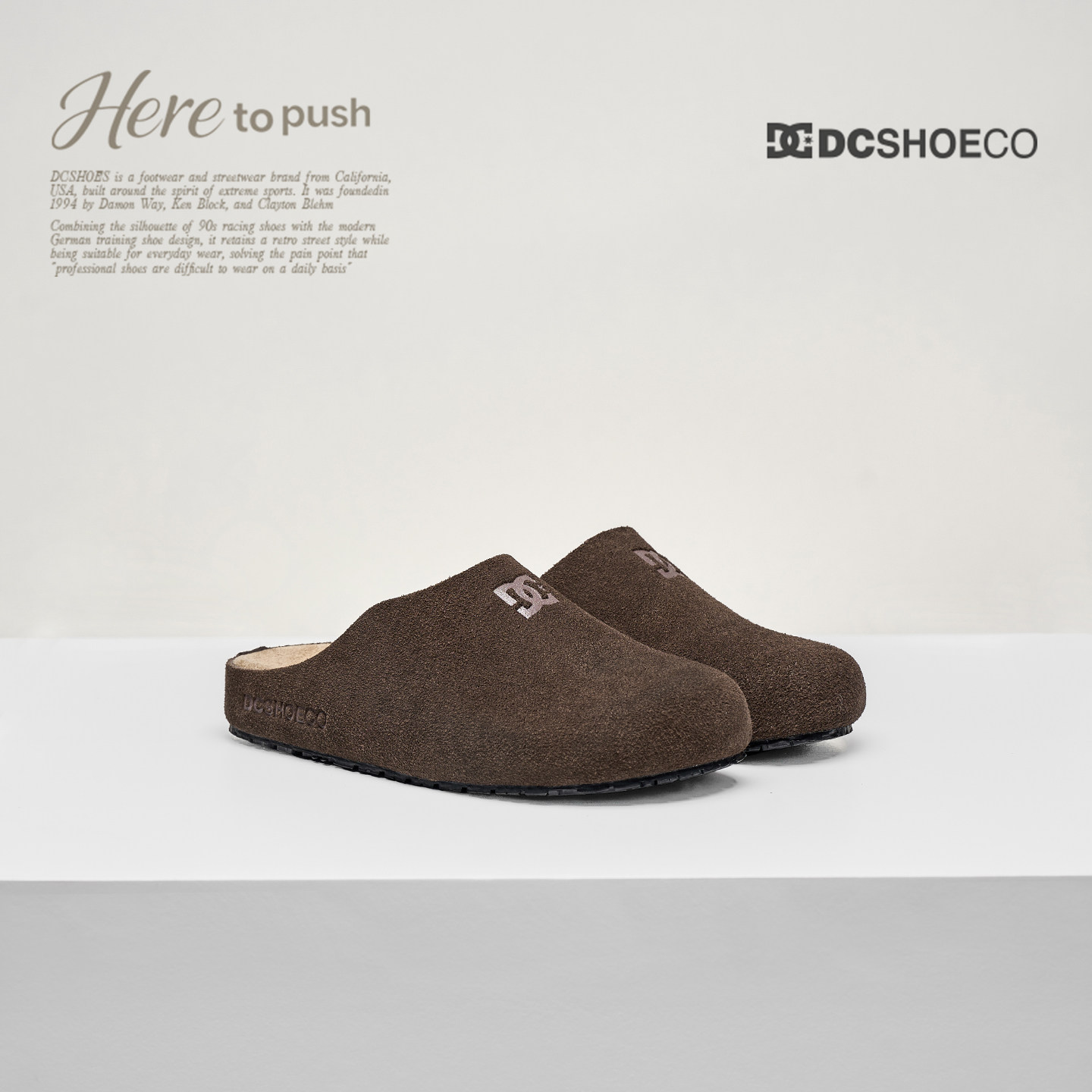 DCSHOES CORK 夏季新款复古包头半拖真皮舒适拖鞋软底勃肯鞋女款