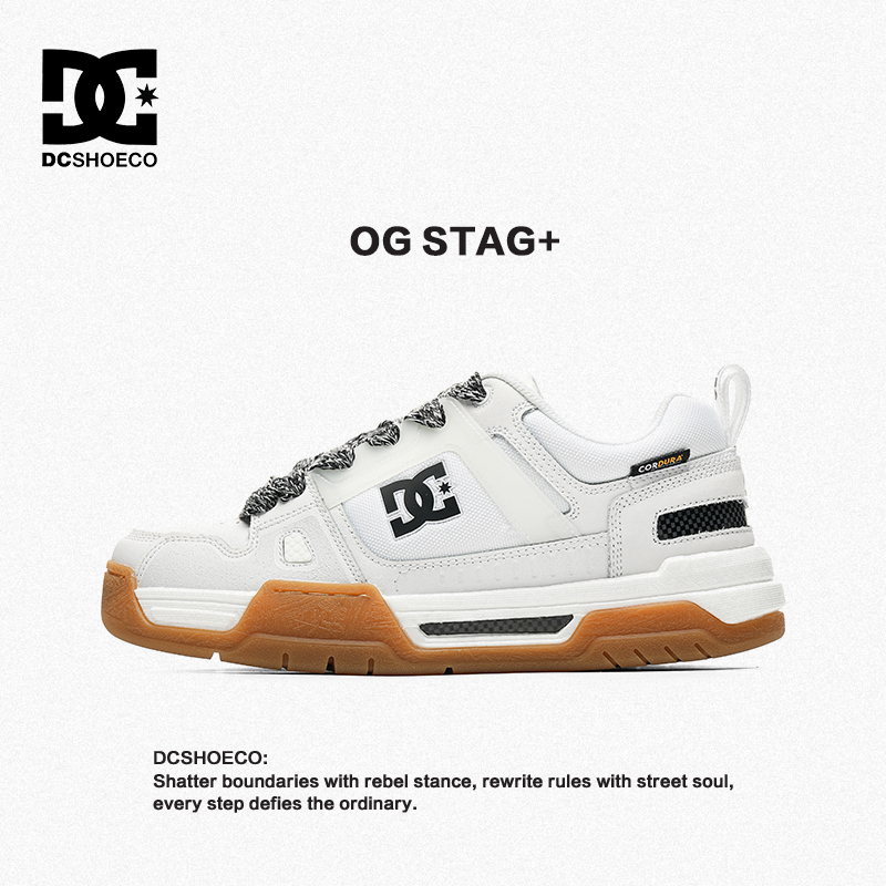 DC SHOES STAG+ OG 2025新款板鞋情侣款男女款低帮白色运动休闲鞋