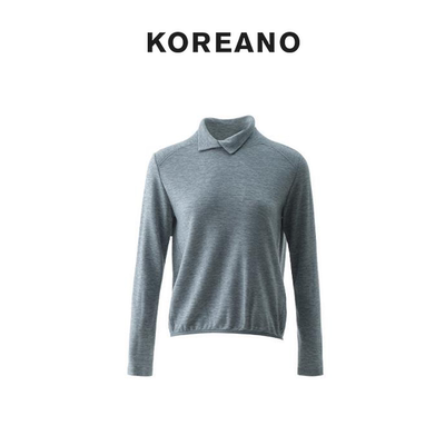 【KOREANO】冬季浅灰色不对称领宽松T恤  TT5652(JUN)