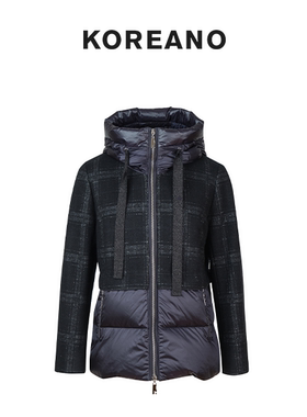 【KOREANO】冬季拼料连帽羽绒外套 【H】 SY6952(UN)