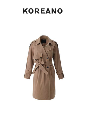 【KOREANO】春秋烟驼色双排扣长款风衣  FW6223(BUN)