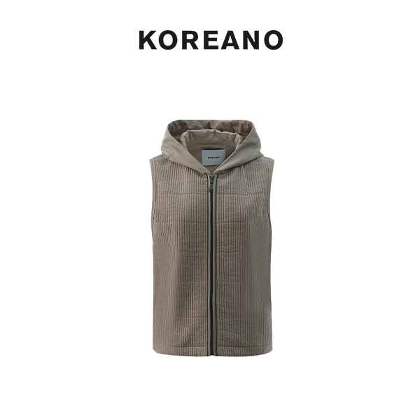 【KOREANO】冬季麦芽糖色针织条绒连帽马甲  JM2762(UN)