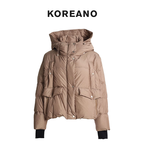【KOREANO】冬季深驼贴袋连帽廓形短款羽绒服 【H】 YS6284(JUN)