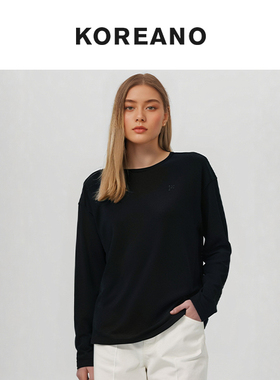 【KOREANO】夏季雅黑色宽松落肩T恤 【H】 TT4787(JUN)B
