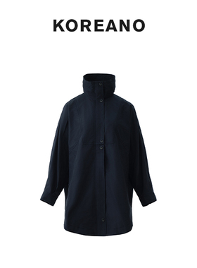 【KOREANO】春秋黑色连袖廓形中长款风衣  FW5372(JUN)