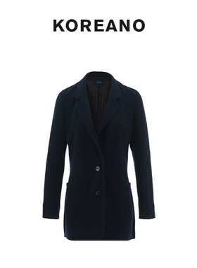 【KOREANO】春秋藏蓝色肌理宽松H型长款西服  SY3428(JUN)B
