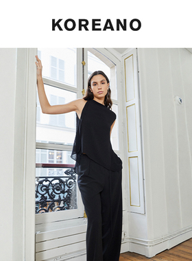 【KOREANO】夏季曜石黑色通勤直筒裤  KW4792(JUN)