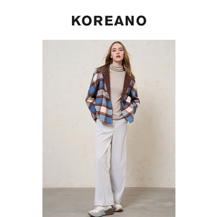 KOREANO SY6826 冬季 连帽格子双面外套