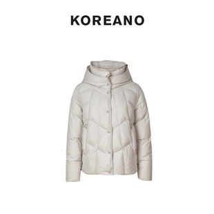 【KOREANO】冬季白鹅绒浅驼色连帽短款羽绒服【H】YS6875(UN)A
