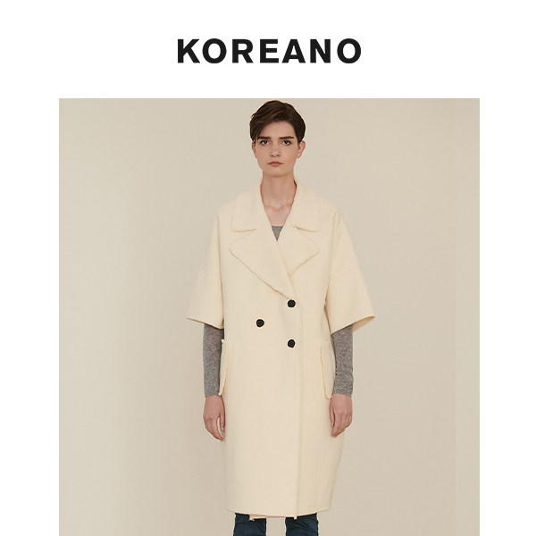 【KOREANO】冬季大廓形茧型短袖大领羊毛呢大衣  FY1945(JUN)G