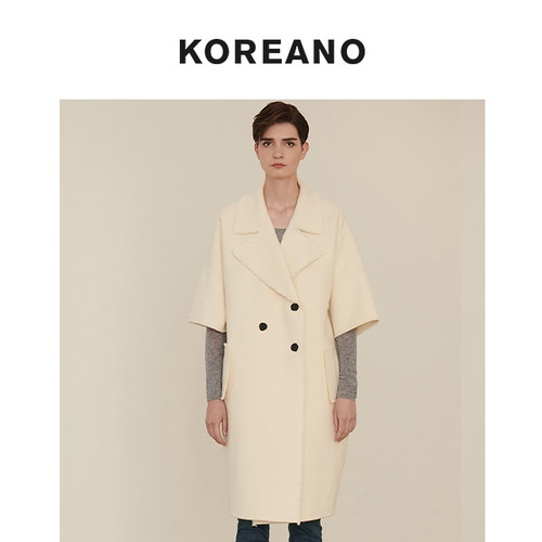 【KOREANO】冬季大廓形茧型短袖大领羊毛呢大衣  FY1945(JUN)G