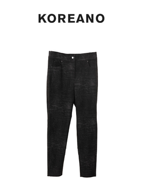 【KOREANO】春秋雪花黑色仿牛仔铅笔裤  KT46098(JUN)