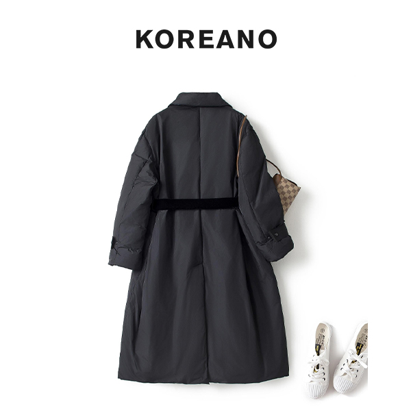 【KOREANO】冬季赭石黑宽松大H型长款羽绒服：  YC4500(EUN)