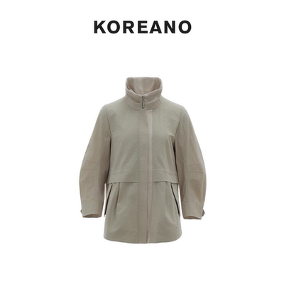 【KOREANO】春秋暖沙色中长款立领外套  SW6332(JUN)B