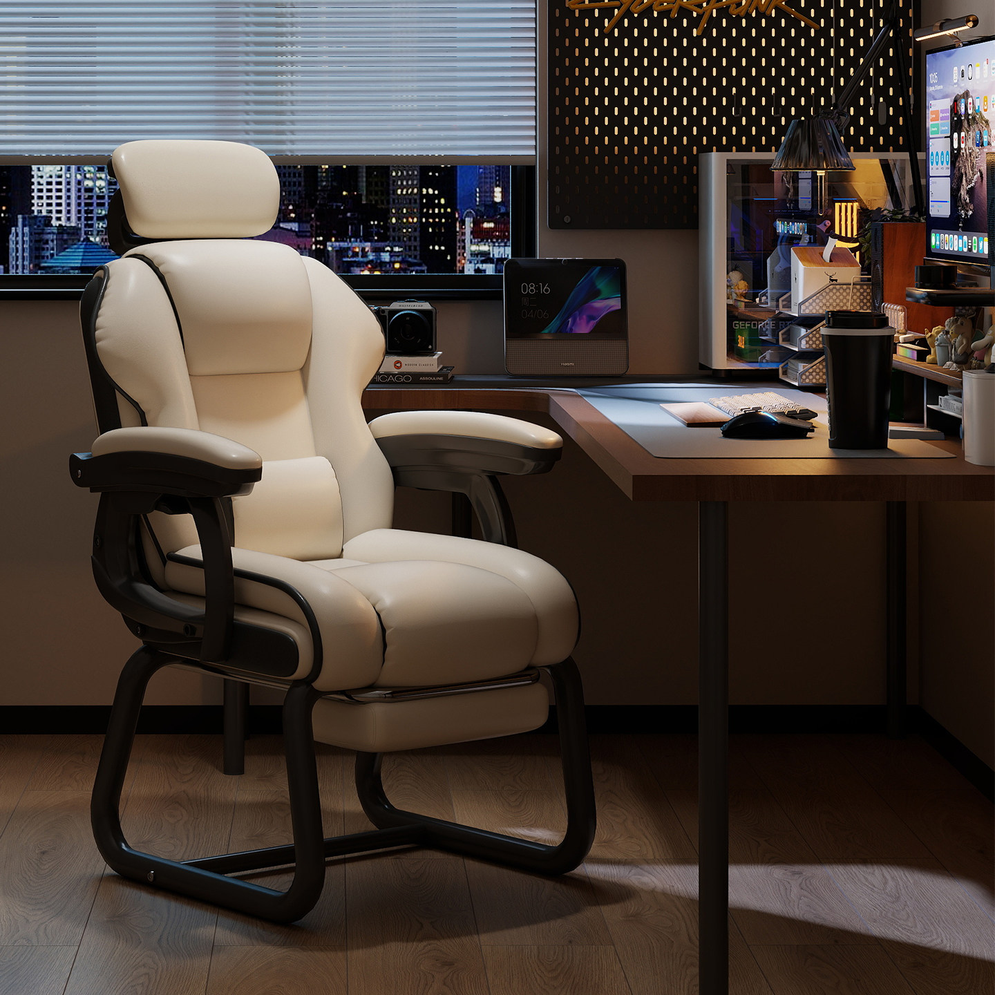 家用电脑椅舒适久坐书桌办公椅可躺沙发椅休闲 弓形椅电竞椅固定