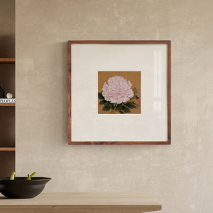 优选牡丹花新中式装饰画法式中国风高级感方形中古风床头餐厅装饰