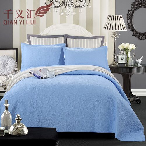 优选一件春夏简约平纹印染绗缝被棉质床上用品空调被子绗缝三件套