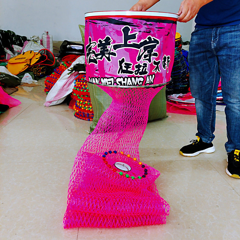 纯手编织加固不锈钢飞磕黑坑护加粗线编织大力马黑坑鱼护渔护网