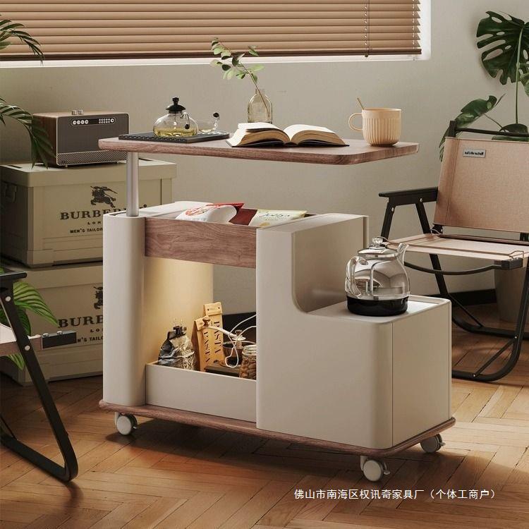 奶油风可移动边几客厅沙发小户型烧水多功能升降茶几推车阳台角几