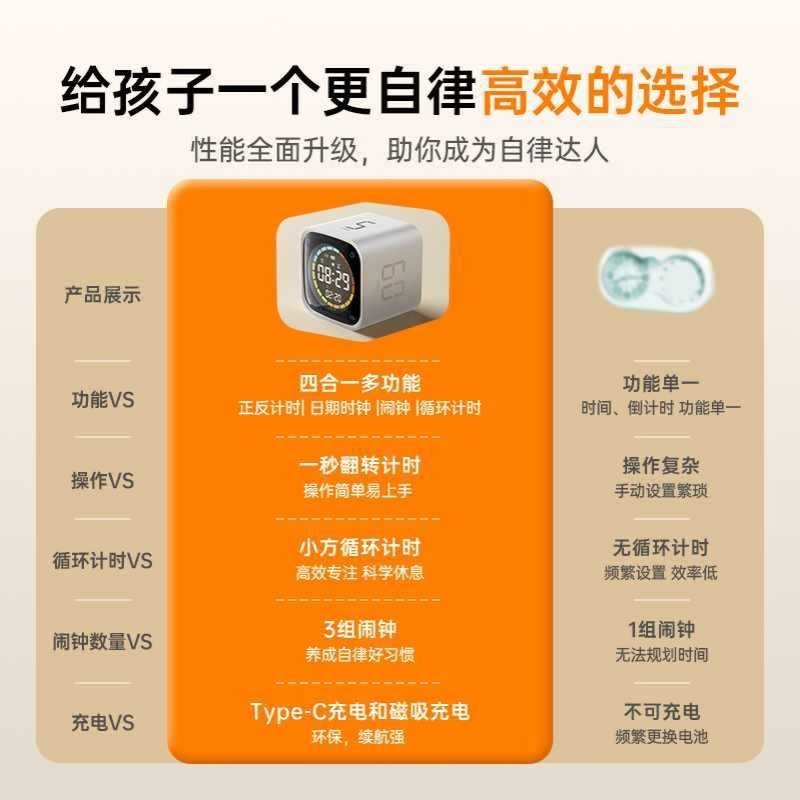 ?TK3计时器小学生时间小方定时自律管理时钟学习儿童