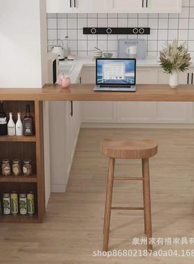 北欧全用实吧台台桌家客厅隔断阳靠墙木高脚桌椅组合原木风长TYF