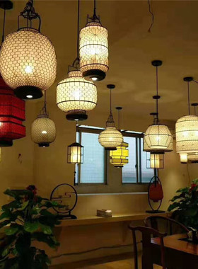 手工灯串大排档日式火锅茶楼餐厅田园装饰农家乐竹艺吊灯工厂直销
