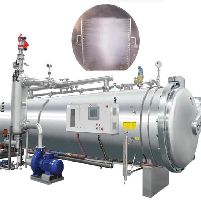 生蚝罐头高温杀菌锅玻璃瓶喷淋杀菌釜内压力温度控制均匀不凸盖