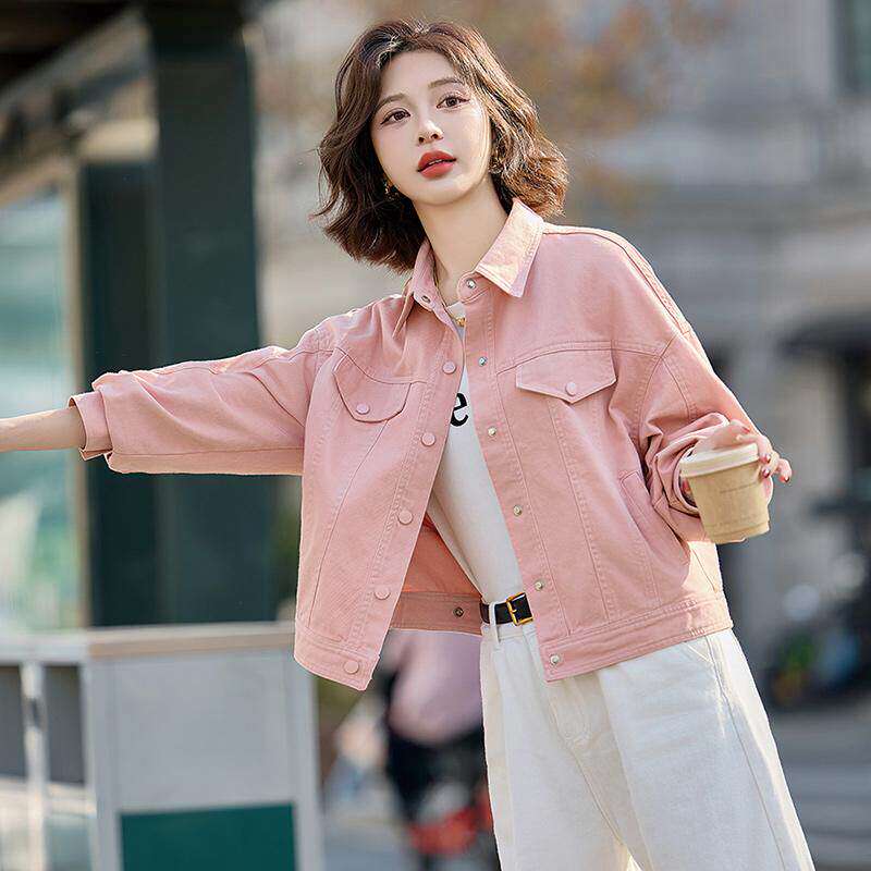 粉色牛仔短外套女春秋季2026新款今年流行爆款薄款小个子夹克上衣
