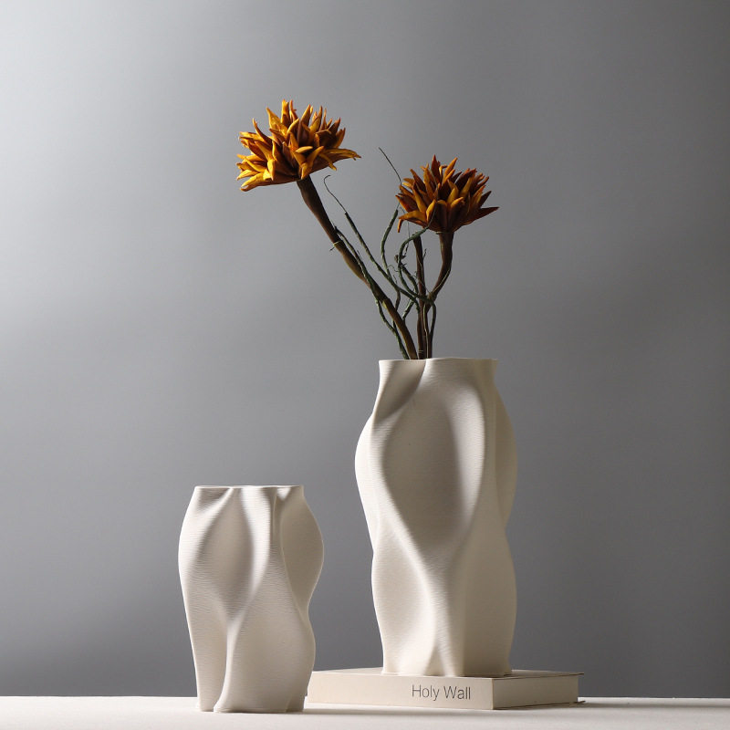 3D打印陶瓷花瓶 创意不规则扭纹插花装饰品 客厅茶几干花摆件简约,模玩/动漫/周边/娃圈三坑/桌游,文化/体育周边,淘宝优惠券,粉丝福利购,淘宝优惠卷